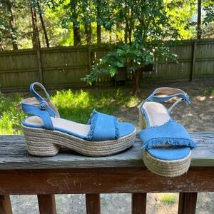 C COMFORT Denim Espadrille Chunky Sandals Women’s 8